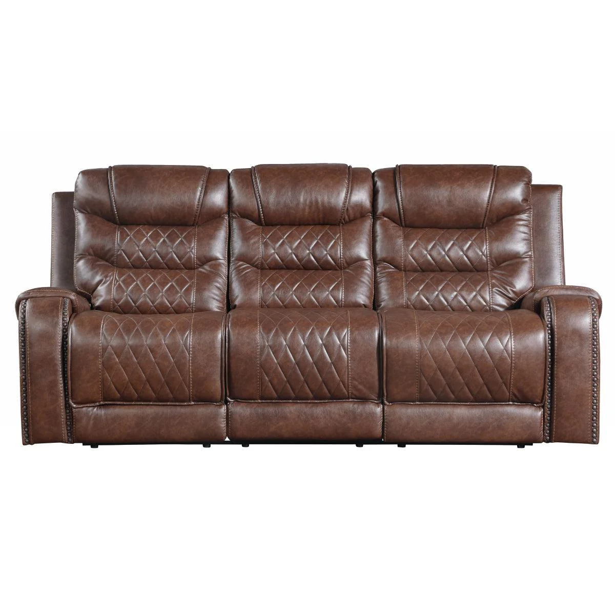 Putnam Brown Double Reclining Sofa Center - Image 1