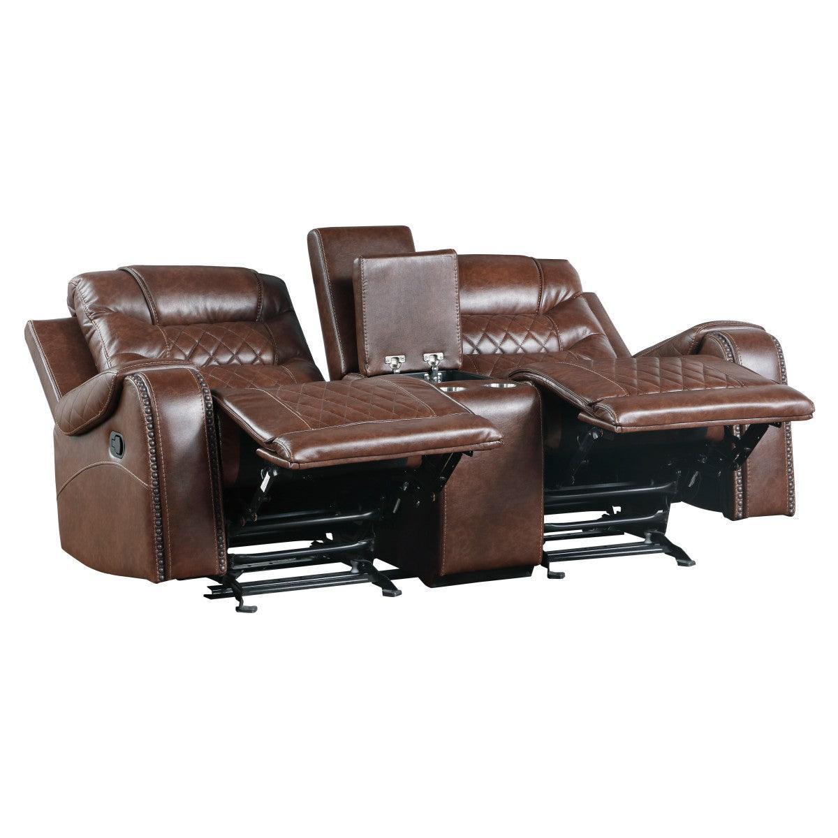 Putnam Brown Double Glider Reclining Love With Center Console - Image 3