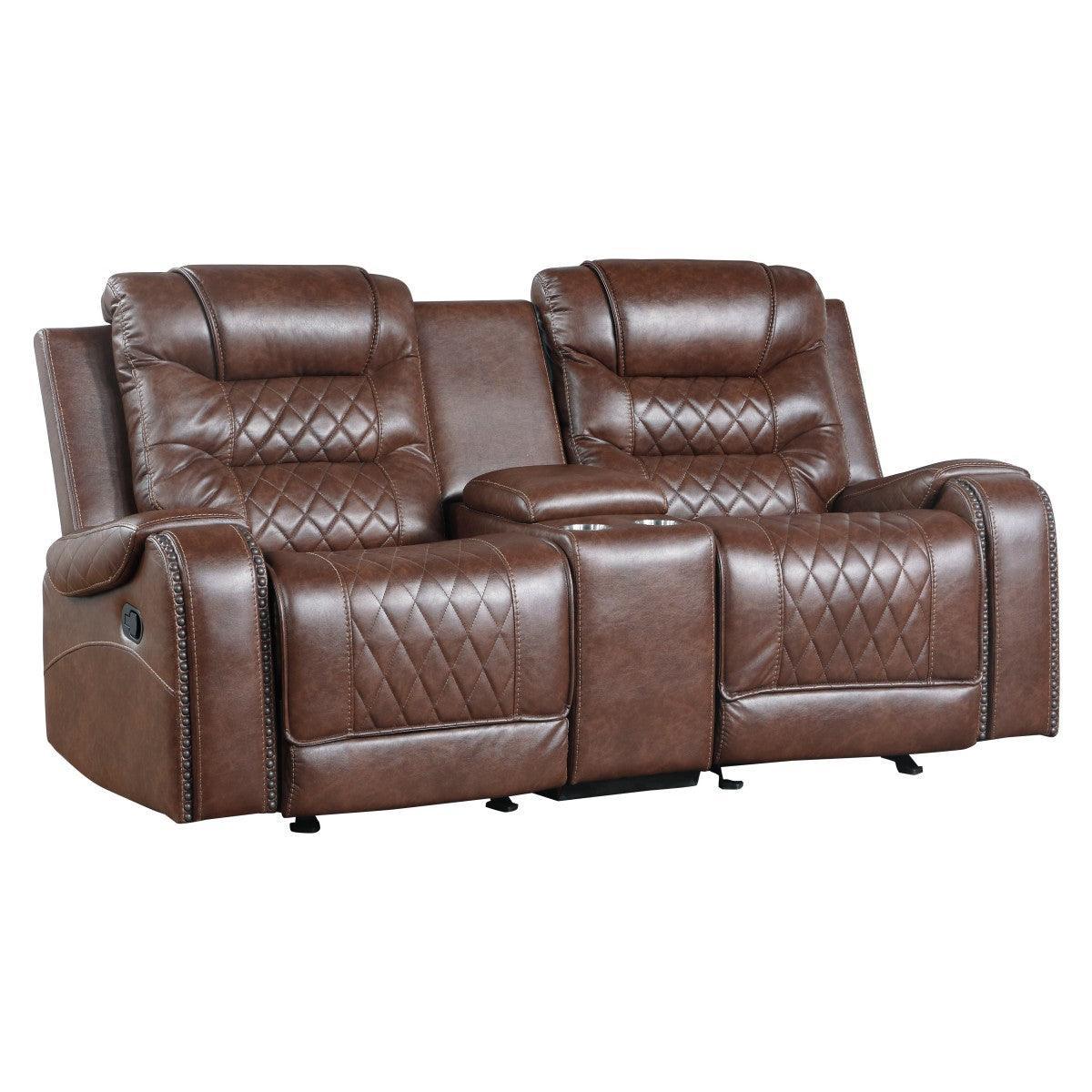 Putnam Brown Double Glider Reclining Love With Center Console - Image 2
