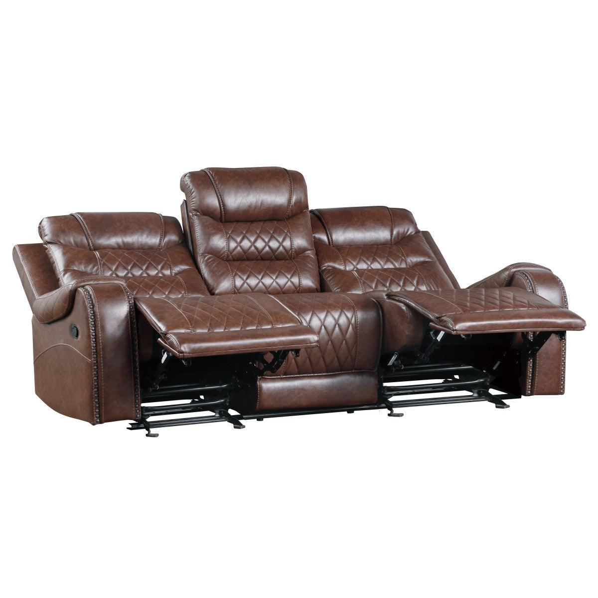 Putnam Brown Double Reclining Sofa Center - Image 3