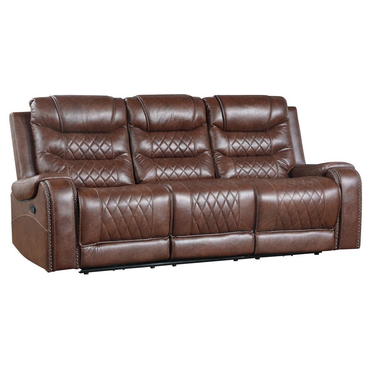Putnam Brown Double Reclining Sofa Center - Image 2