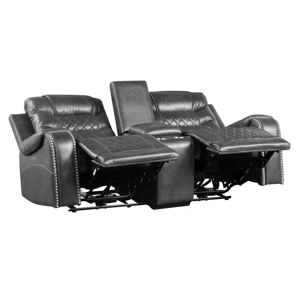 Putnam Gray Power Double Reclining Love With Center Console - Image 3