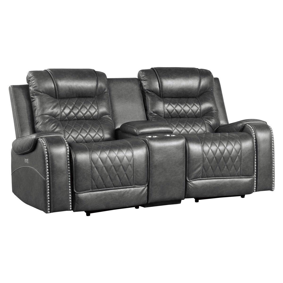 Putnam Gray Power Double Reclining Love With Center Console - Image 2