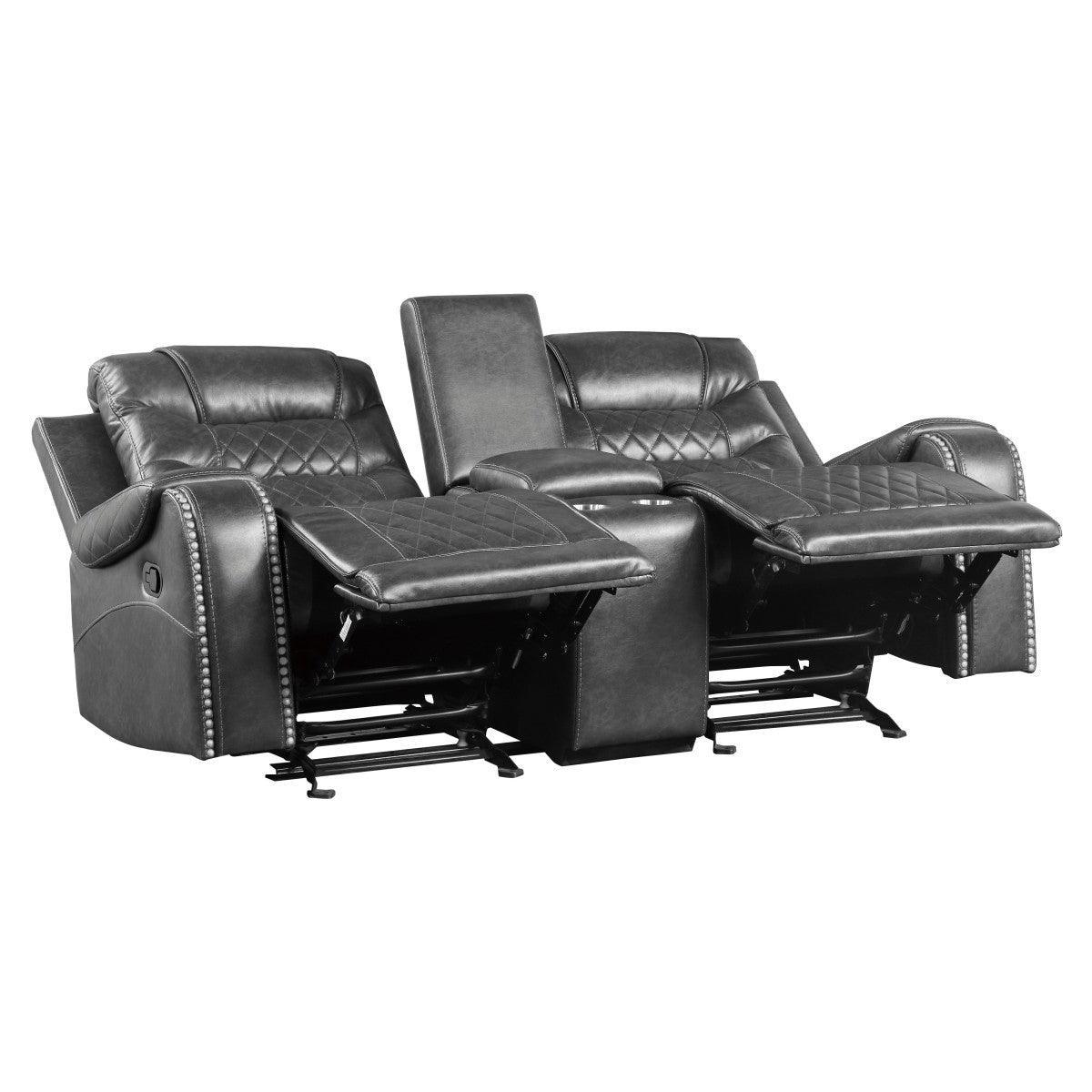 Putnam Gray Double Glider Reclining Love With Center Console - Image 3