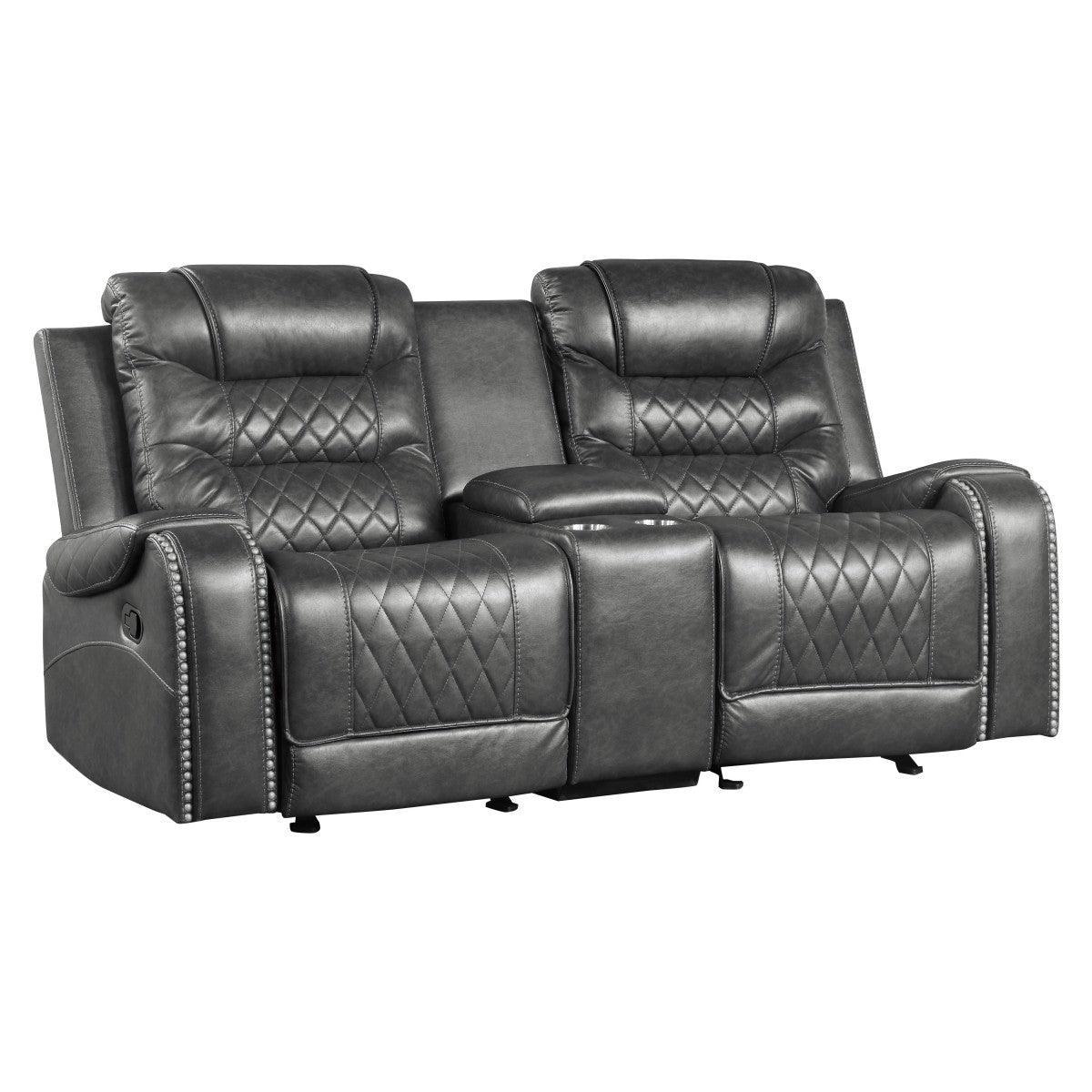 Putnam Gray Double Glider Reclining Love With Center Console - Image 2