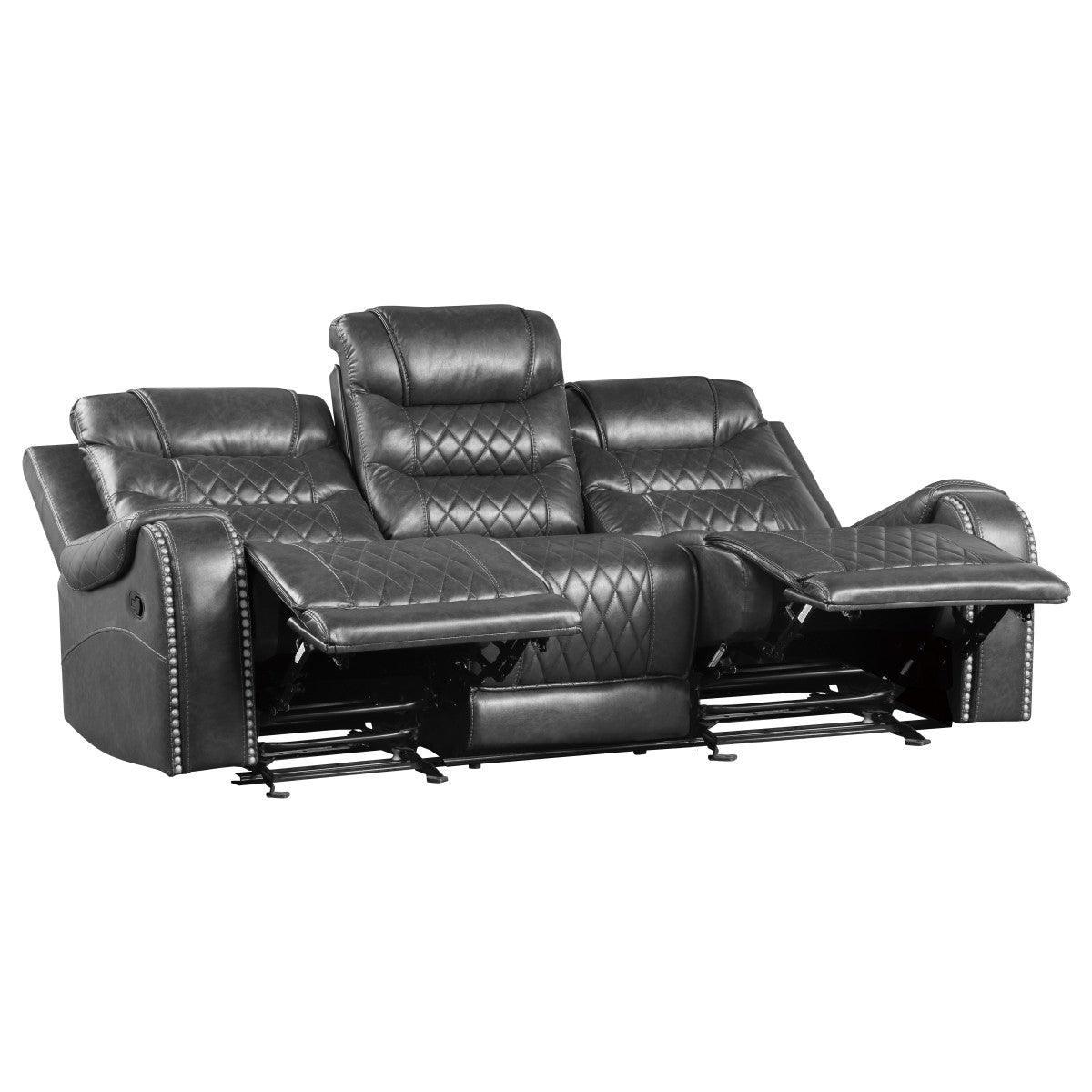 Putnam Gray Double Reclining Sofa Center - Image 3