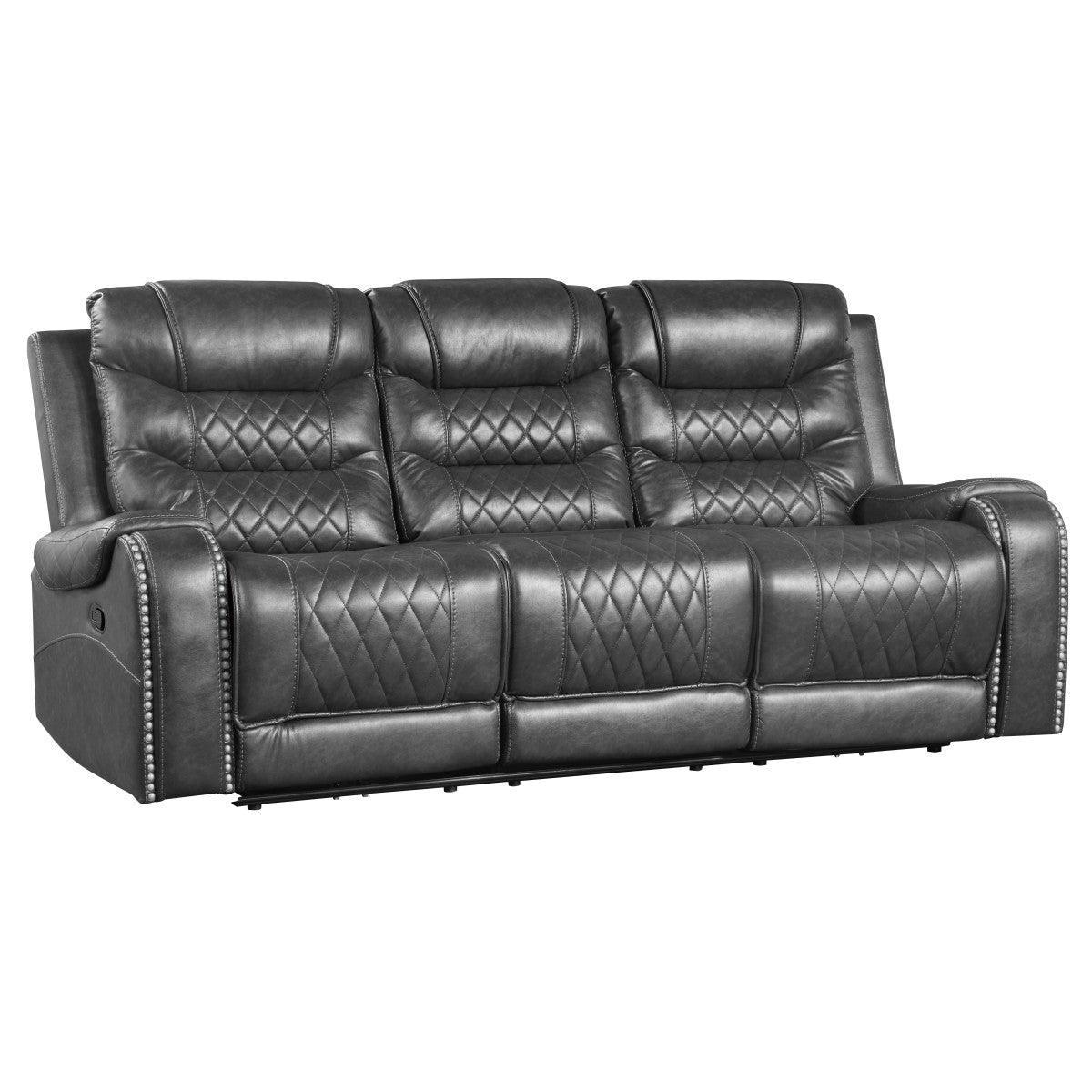 Putnam Gray Double Reclining Sofa Center - Image 2