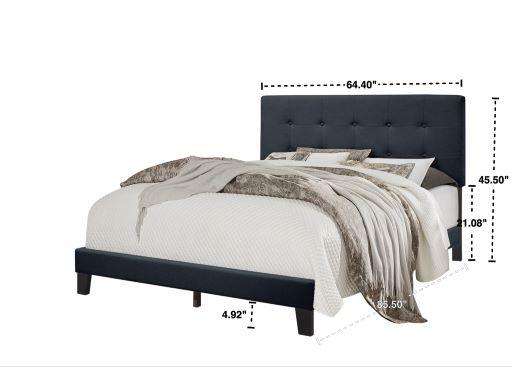 Nini Charcoal Upholstered Platform King Bed