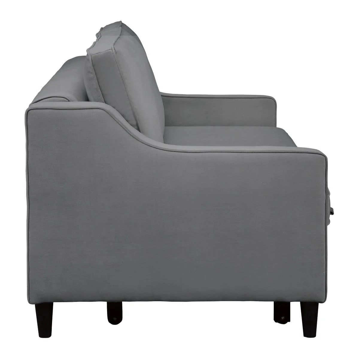 Adelia Dark Gray Velvet Fabric Convertible Sofa With Pull out Bed - Image 3