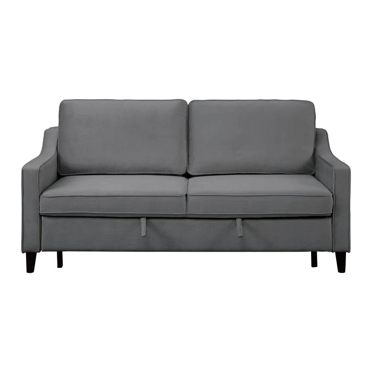 Adelia Dark Gray Velvet Fabric Convertible Sofa With Pull out Bed