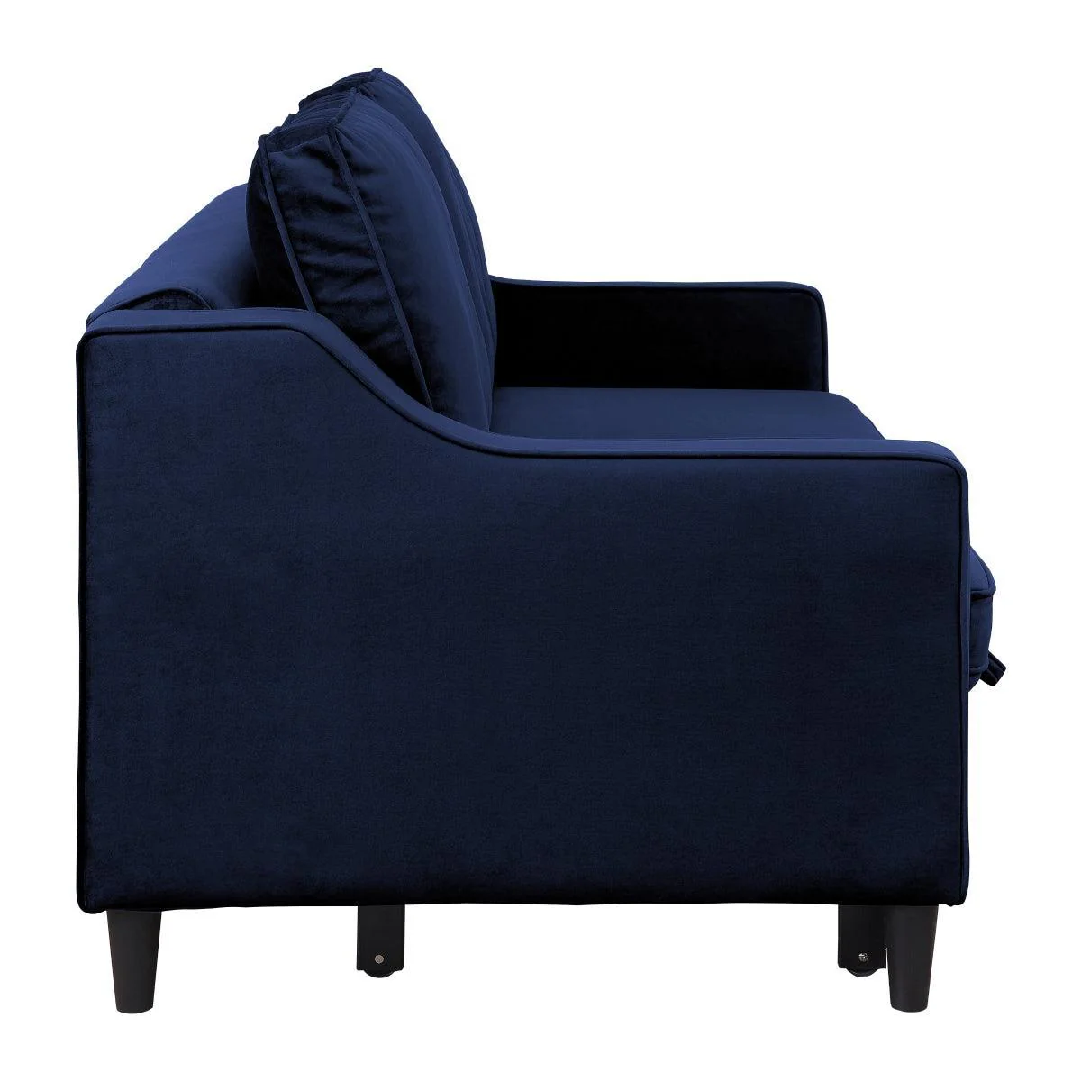 Adelia Navy Velvet Fabric Convertible Sofa With Pull out Bed - Image 3