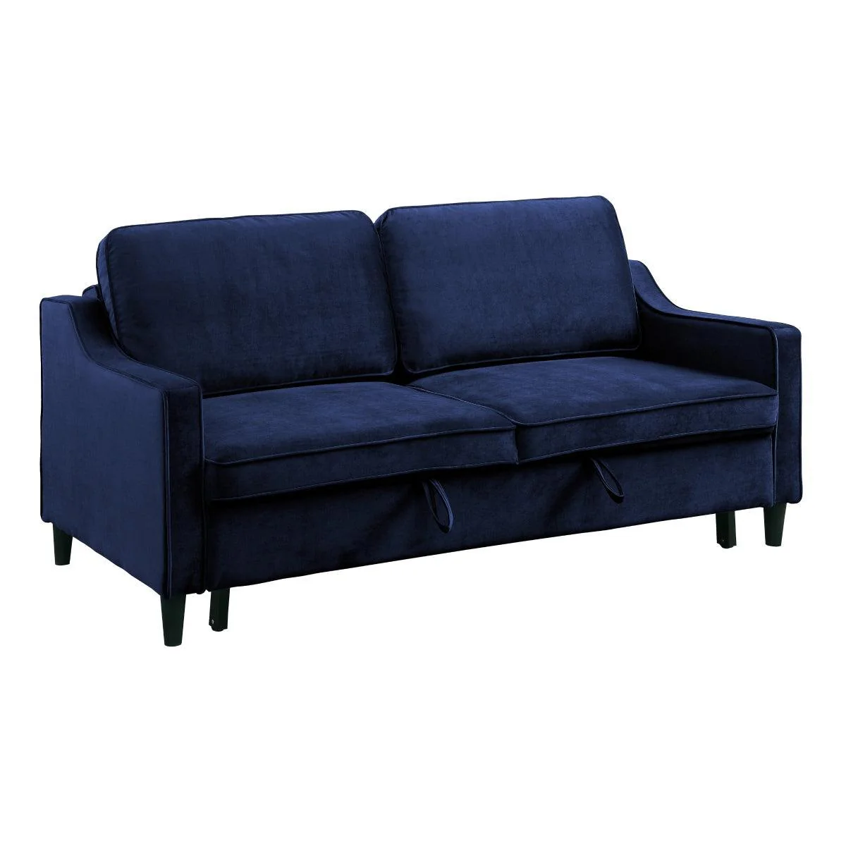 Adelia Navy Velvet Fabric Convertible Sofa With Pull out Bed - Image 2