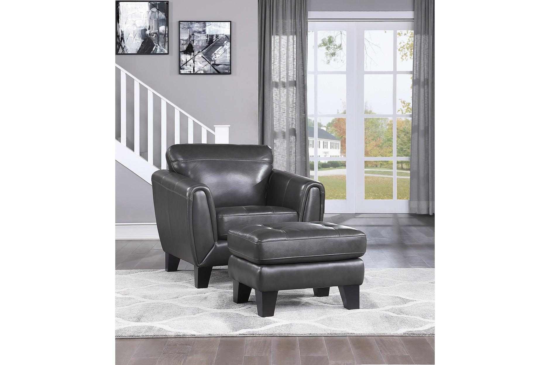 Spivey Dark Dray Leather Living Room Set - Image 3