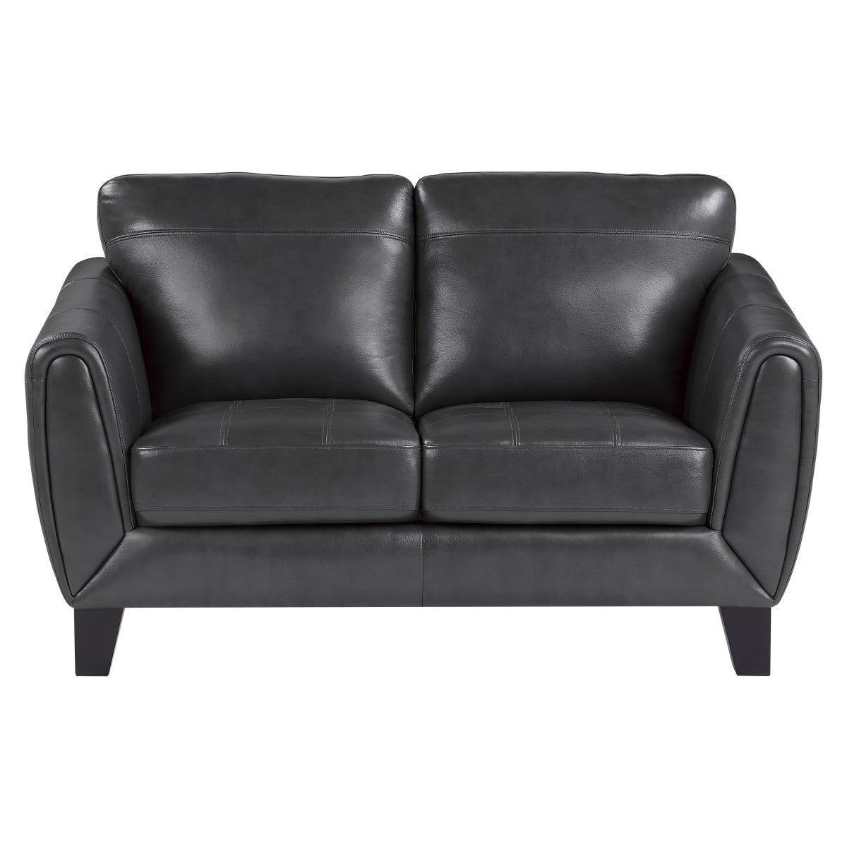Spivey Dark Gray Top Leather Love Seat