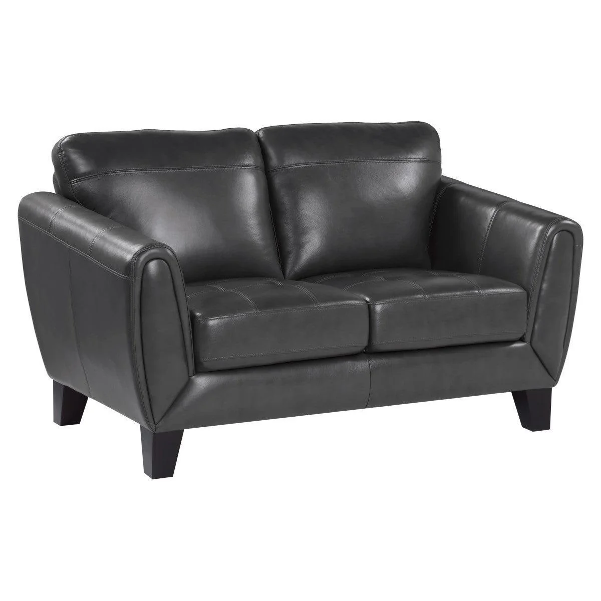Spivey Dark Gray Top Leather Love Seat - Image 2