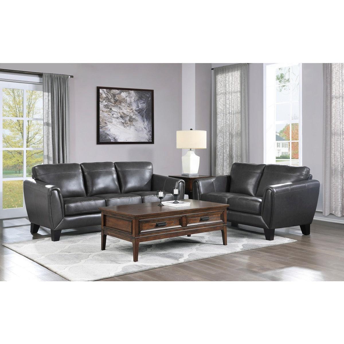 Spivey Dark Gray Top Leather Sofa - Image 3