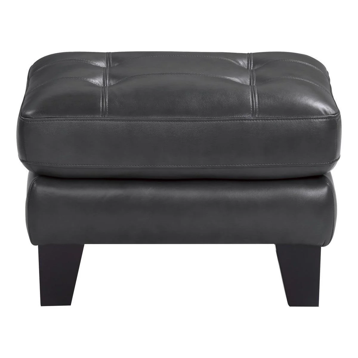 Spivey Dark Gray Faux Leather Ottoman - Image 1