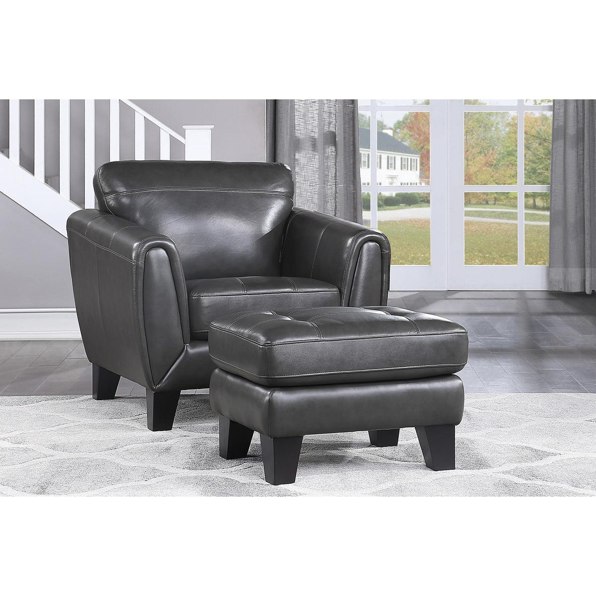 Spivey Dark Gray Faux Leather Ottoman - Image 3