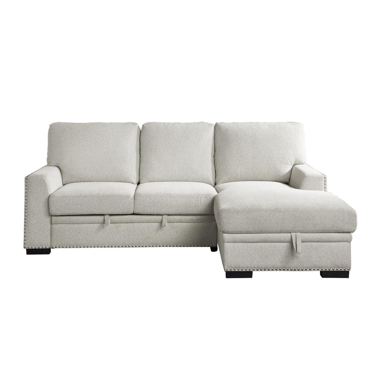 Morelia Beige Fabric 2-Piece Sectional With Pull out Bed Right Chaise - Image 1