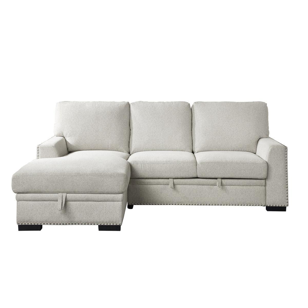 Morelia Beige Fabric 2-Piece Sectional With Pull out Bed Left Chaise - Image 1