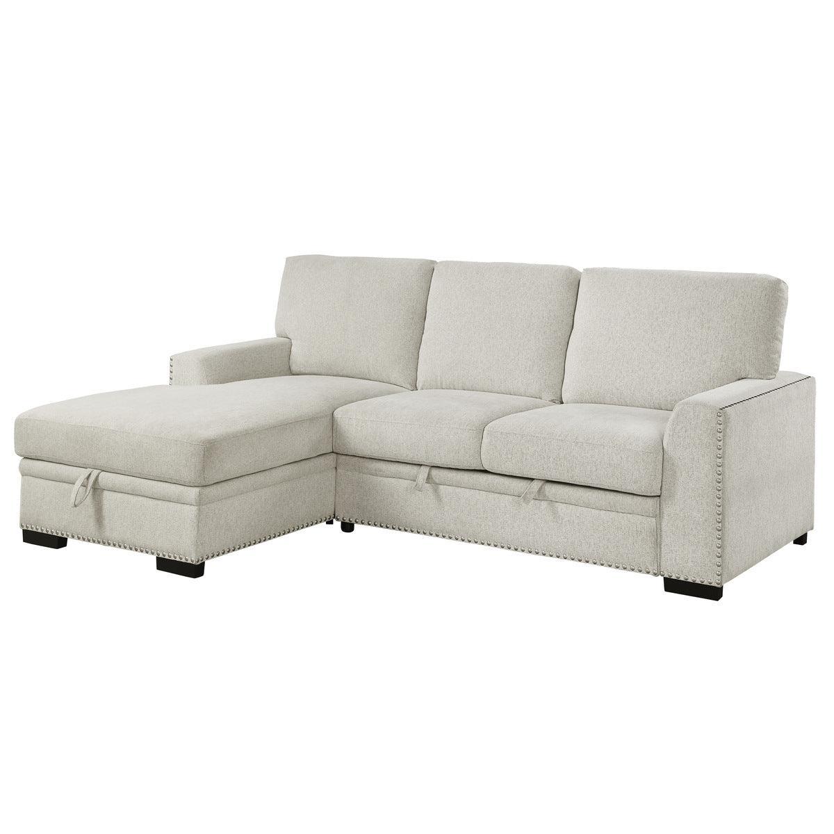 Morelia Beige Fabric 2-Piece Sectional With Pull out Bed Left Chaise - Image 2