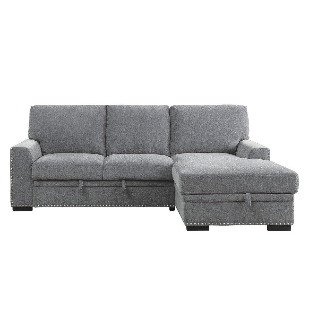 Morelia Gray Fabric 2-Piece Sectional With Pull out Bed Right Chaise - Image 1