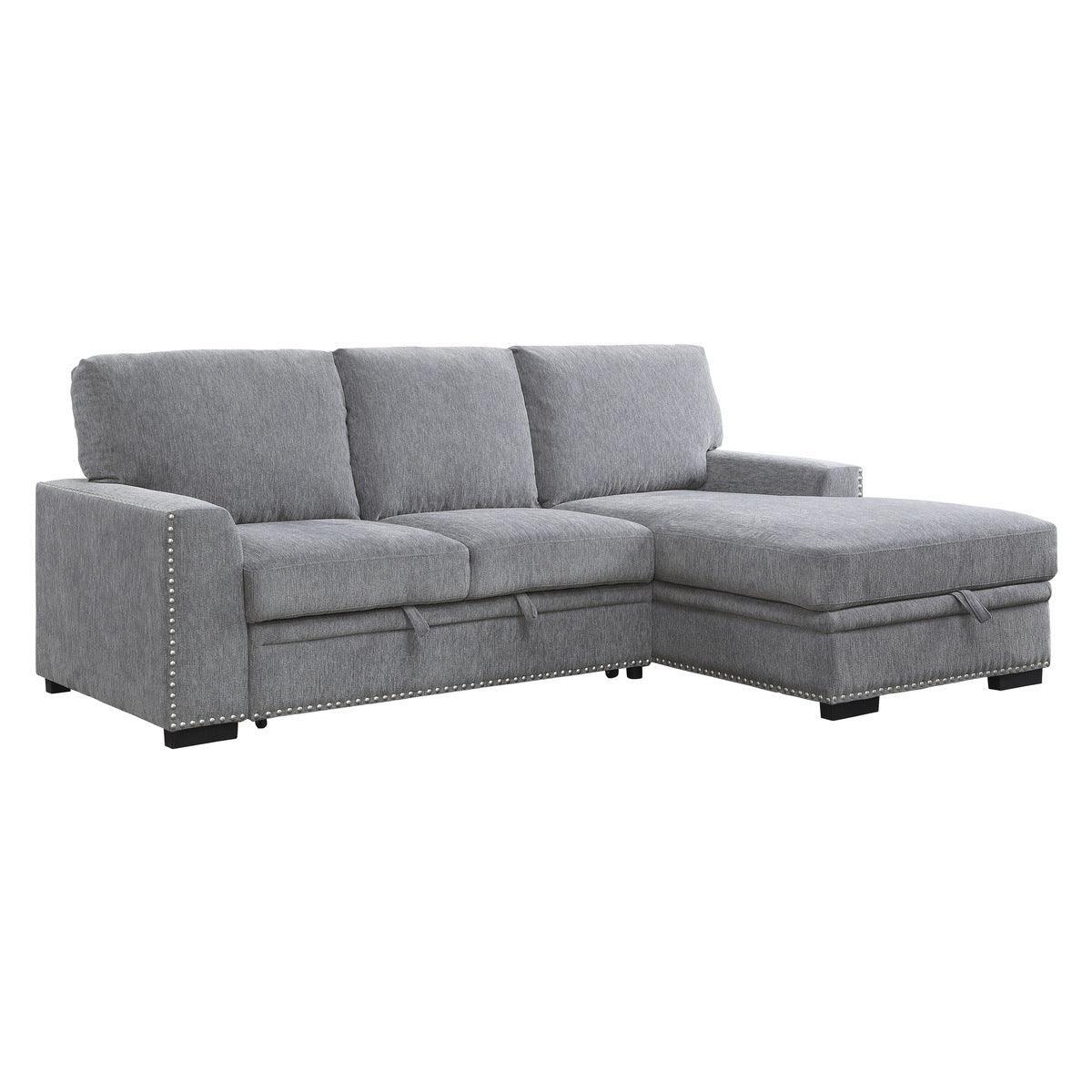 Morelia Gray Fabric 2-Piece Sectional With Pull out Bed Right Chaise - Image 2