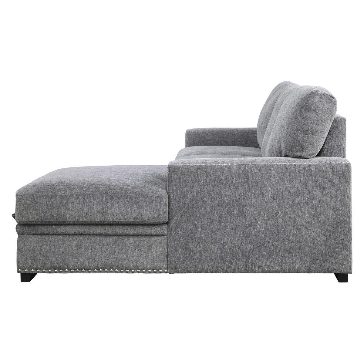 Morelia Gray Fabric 2-Piece Sectional With Pull out Bed Right Chaise - Image 3