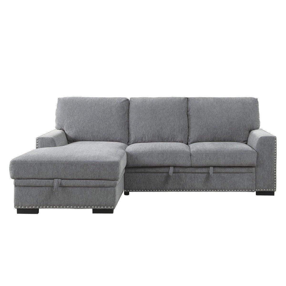 Morelia Gray Fabric 2-Piece Sectional With Pull out Bed Left Chaise - Image 1