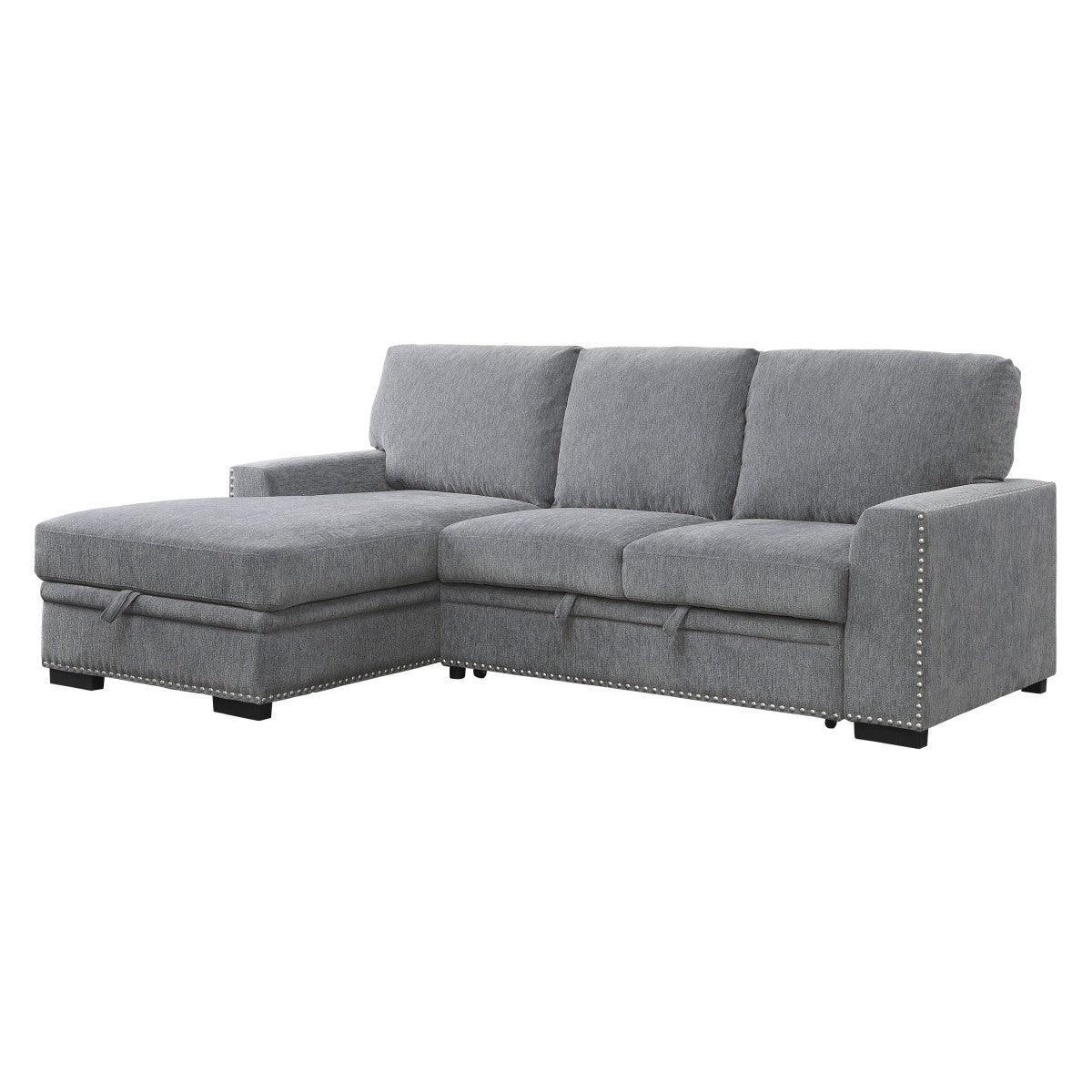 Morelia Gray Fabric 2-Piece Sectional With Pull out Bed Left Chaise - Image 2