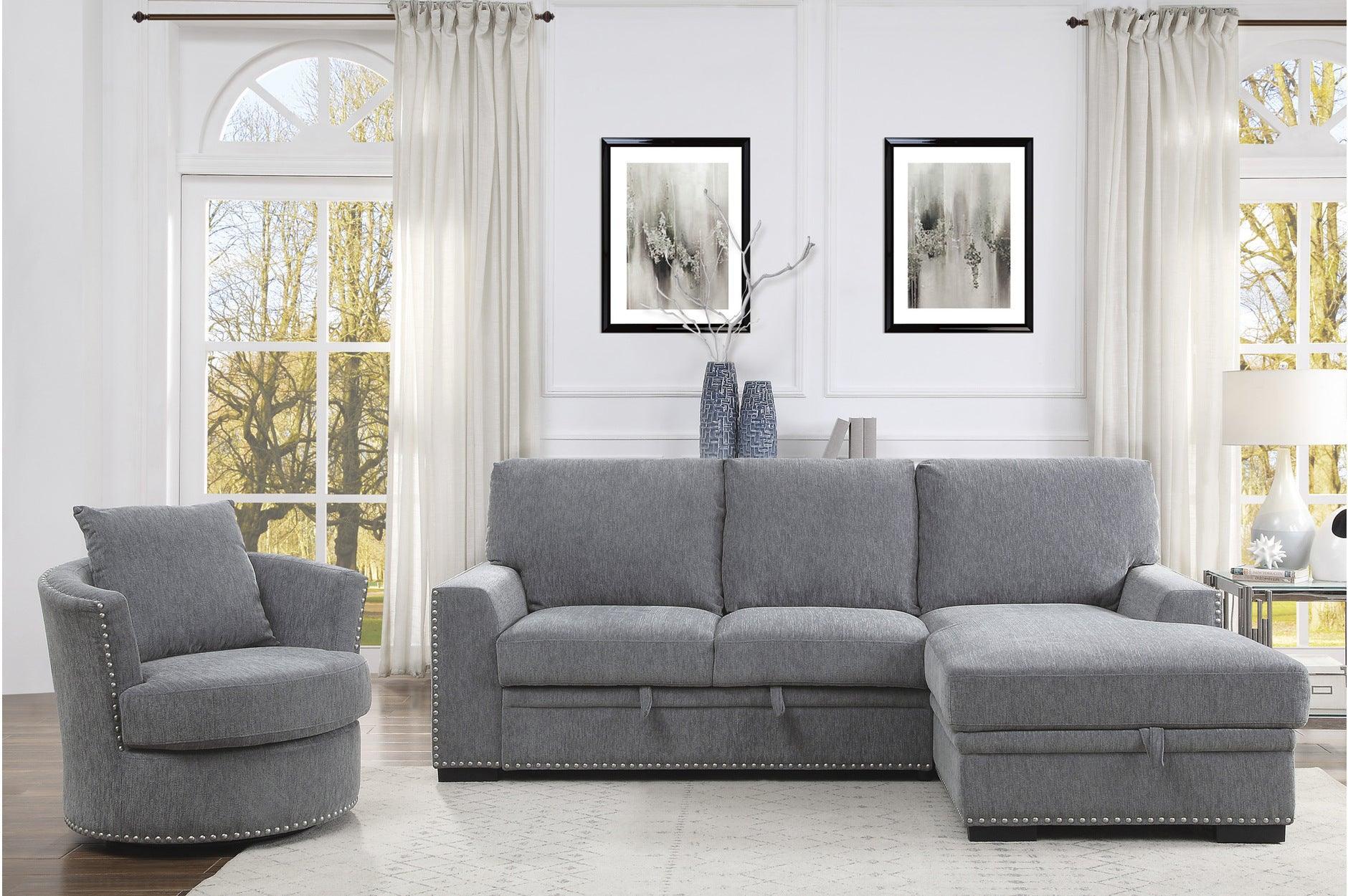 Morelia Dark Gray Fabric Living Room Set - Image 3