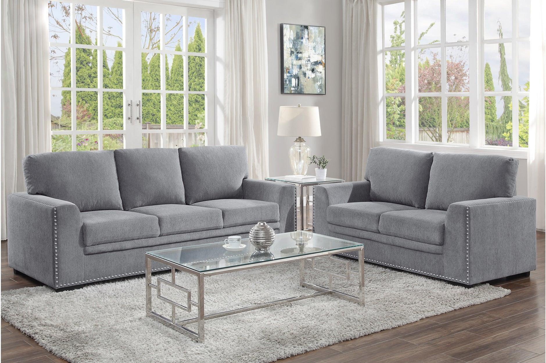 Morelia Dark Gray Fabric Living Room Set - Image 1