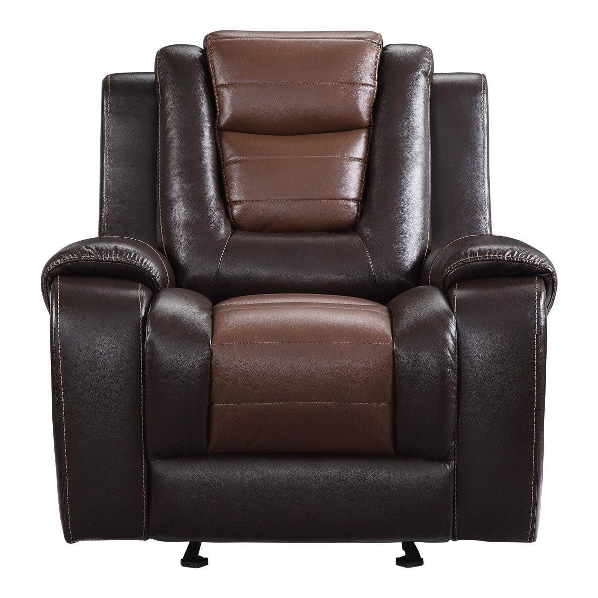 Briscoe Light Dark Brown Faux Leather Glider Reclining Chair - Image 1