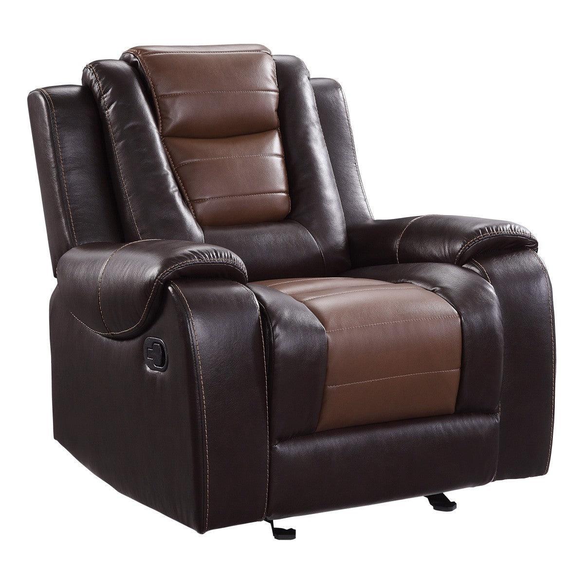Briscoe Light Dark Brown Faux Leather Glider Reclining Chair - Image 2
