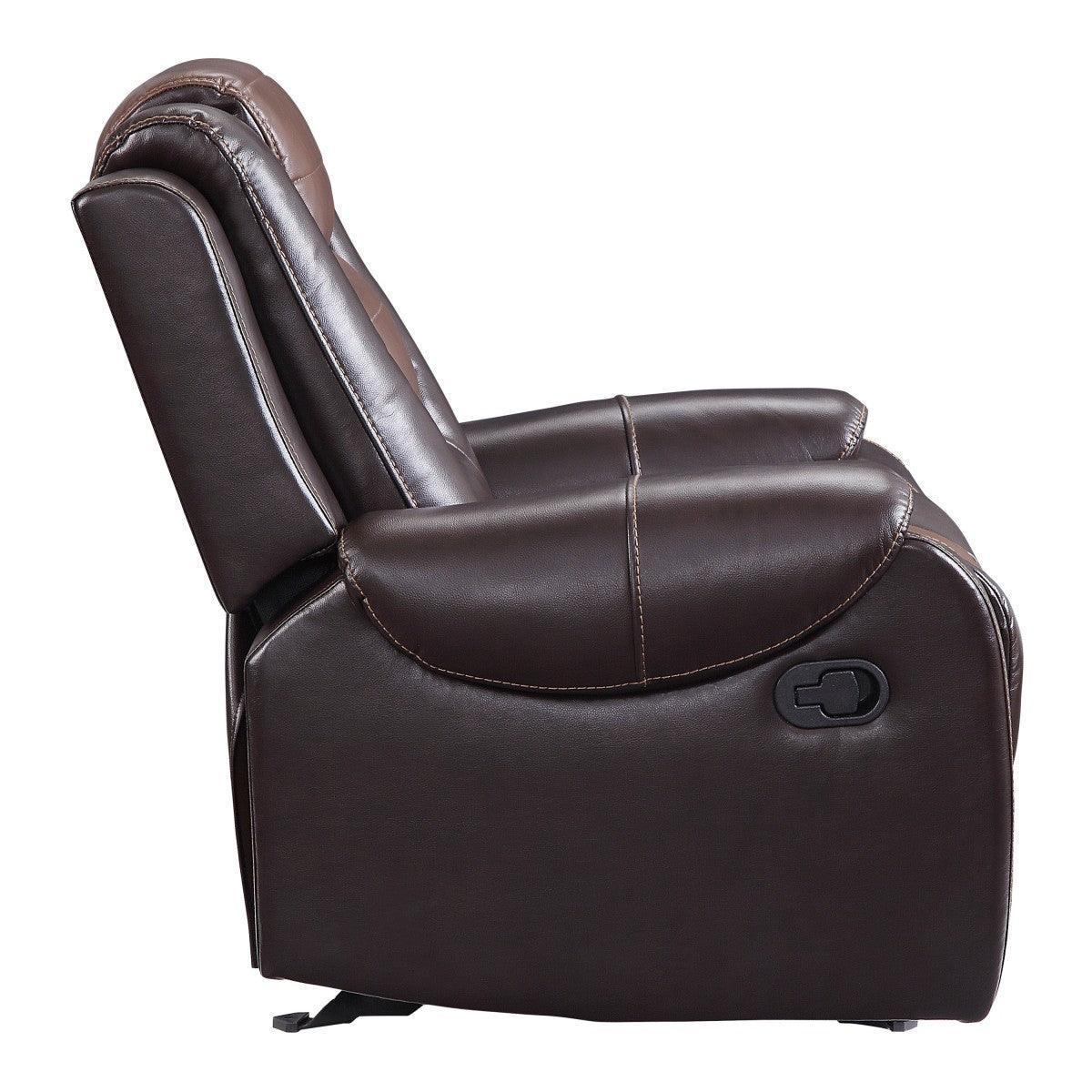 Briscoe Light Dark Brown Faux Leather Glider Reclining Chair - Image 3