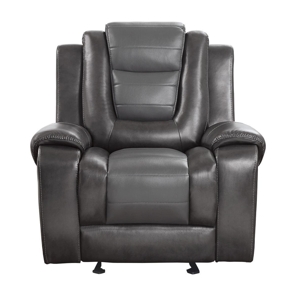 Briscoe Light Dark Gray Faux Leather Glider Reclining Chair - Image 1