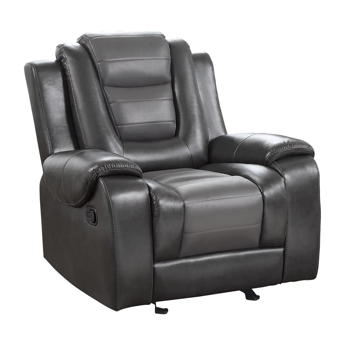 Briscoe Light Dark Gray Faux Leather Glider Reclining Chair - Image 2
