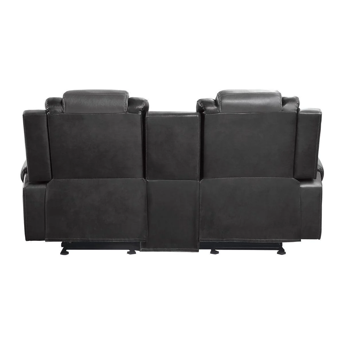 Briscoe 2 Tone Gray Faux Leather Double Glider Reclining Loveseat With Center Console - Image 3