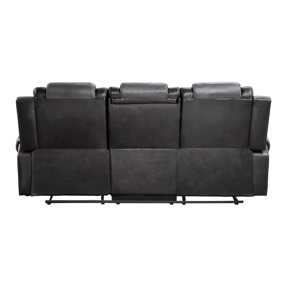 Briscoe 2 Tone Light Gray Dark Gray Faux Leather Double Reclining Sofa - Image 3