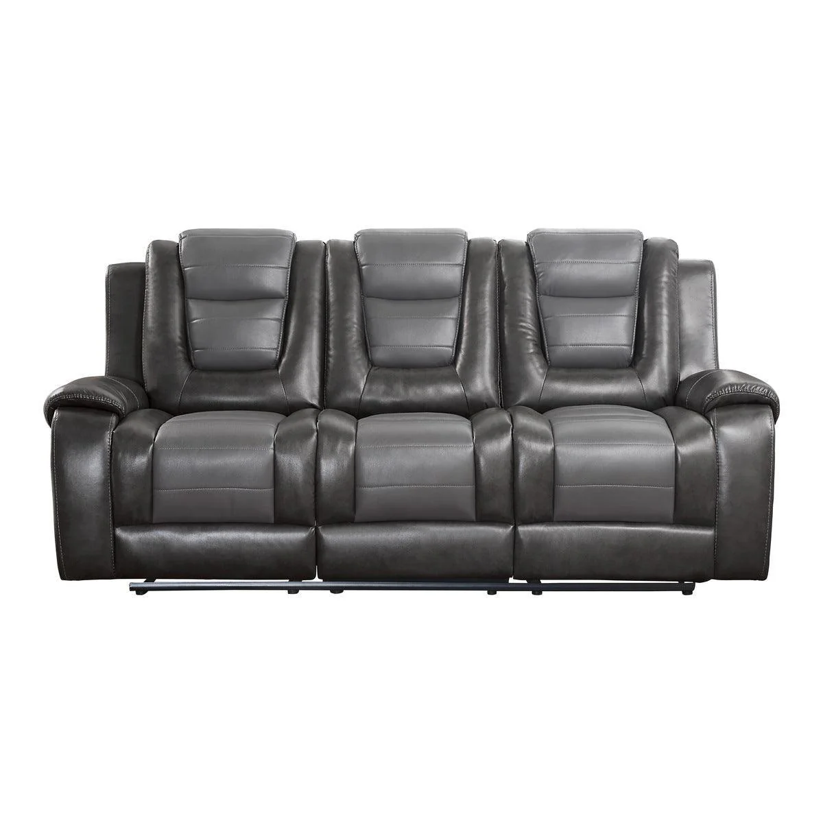 Briscoe 2 Tone Light Gray Dark Gray Faux Leather Double Reclining Sofa
