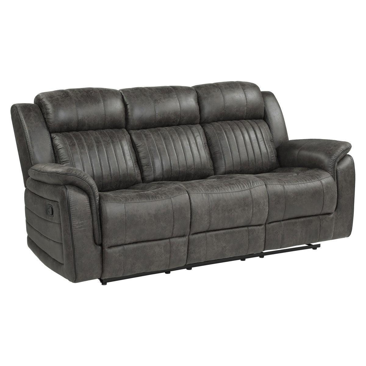 Centeroak Brown Gray Double Reclining Sofa - Image 2