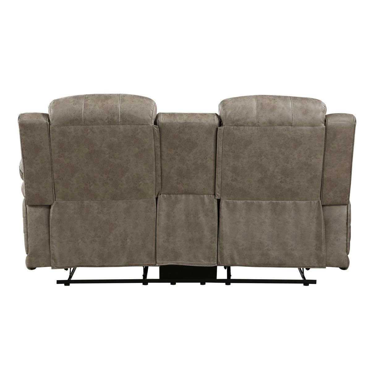 Centeroak Sandy Brown Double Reclining Loveseat With Center Console - Image 3