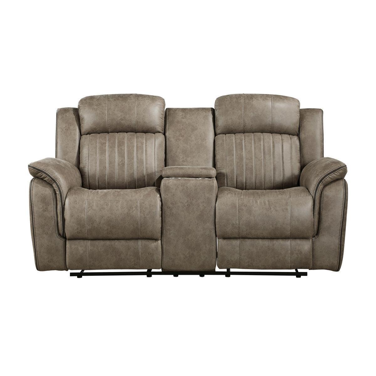 Centeroak Sandy Brown Double Reclining Loveseat With Center Console - Image 1