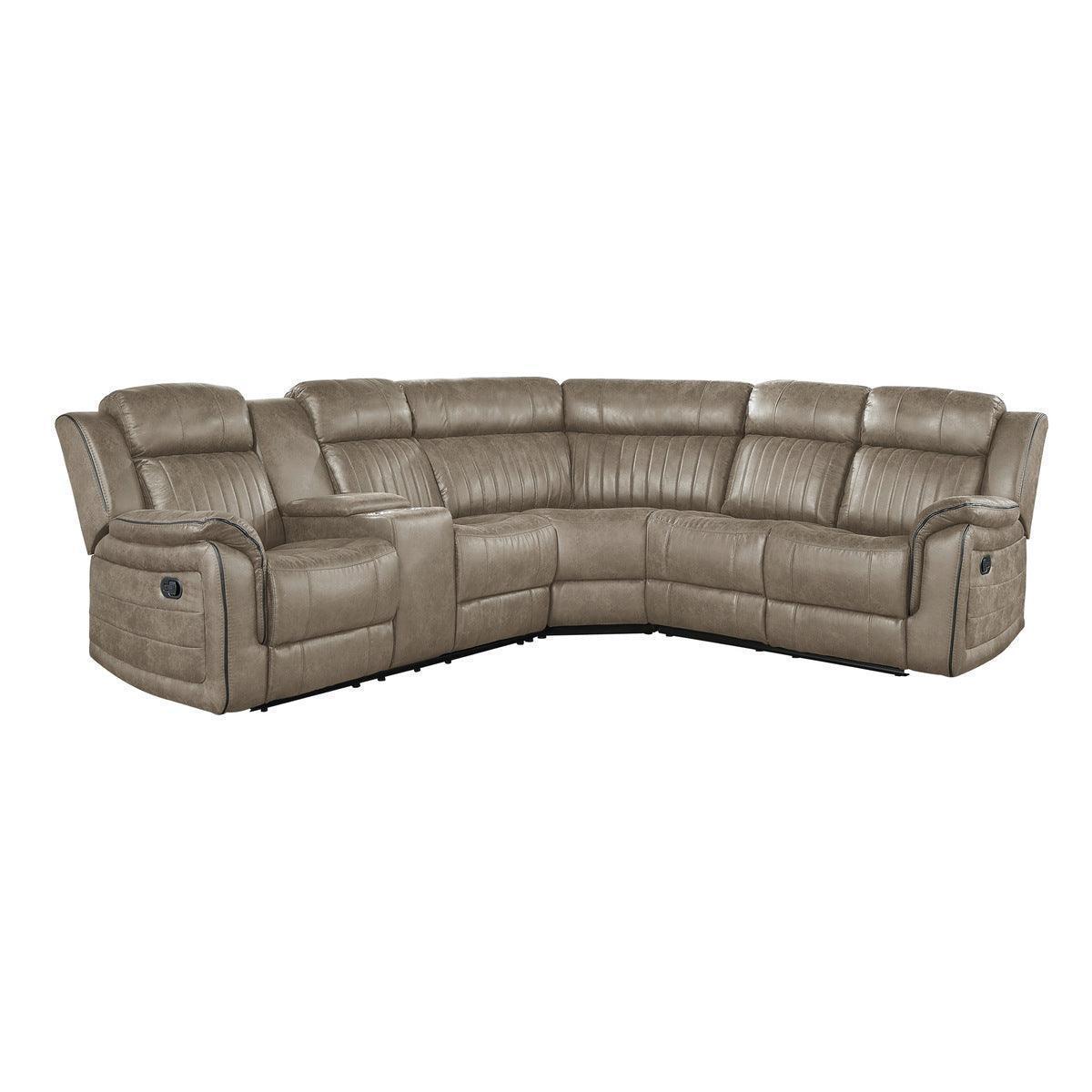Centeroak Sandy Brown 3-Piece Reclining Sectional with Left Console - Image 1