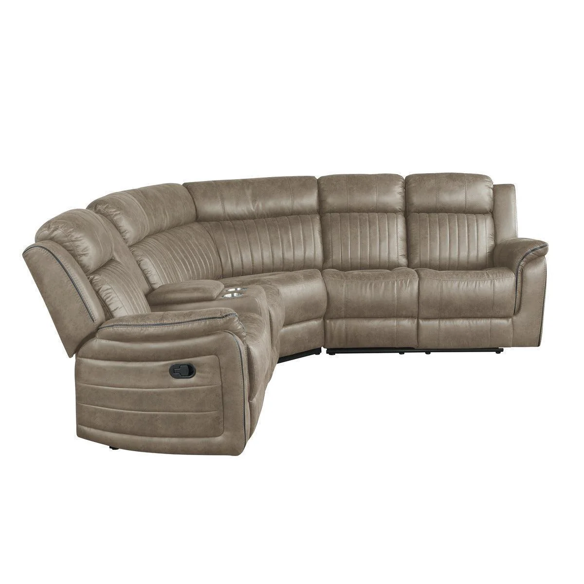 Centeroak Sandy Brown 3-Piece Reclining Sectional with Left Console - Image 3