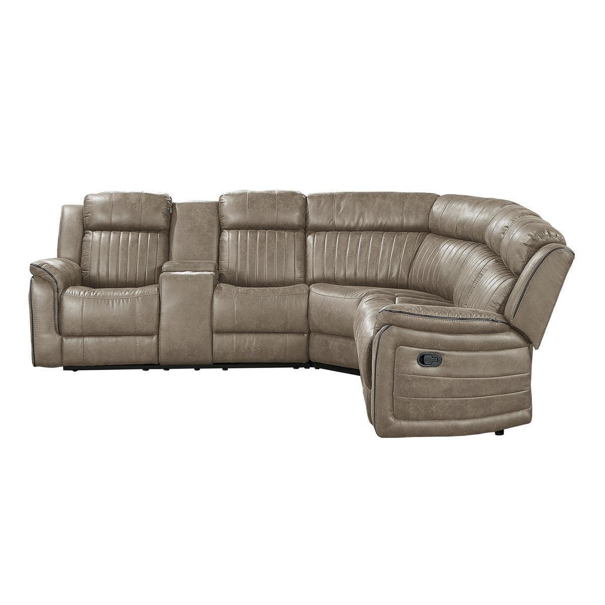 Centeroak Sandy Brown 3-Piece Reclining Sectional with Left Console - Image 2