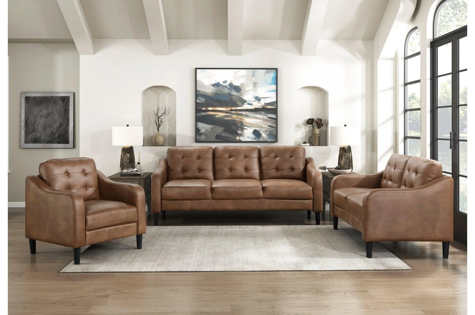 Mallory Brown Microfiber Living Room Set - Image 2