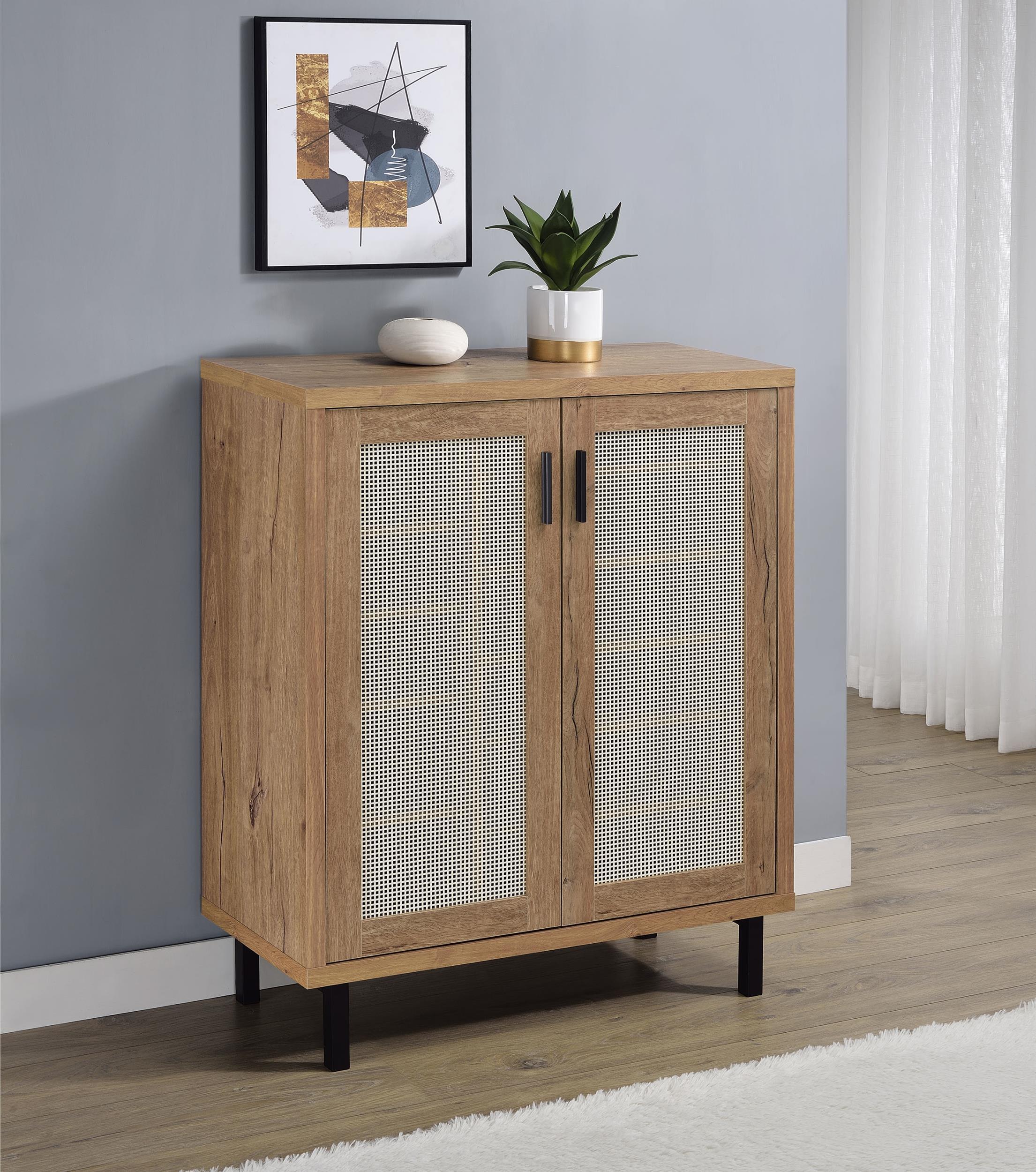 Teller 2-door Shoe Storage Cabinet Natural Oak - Image 2