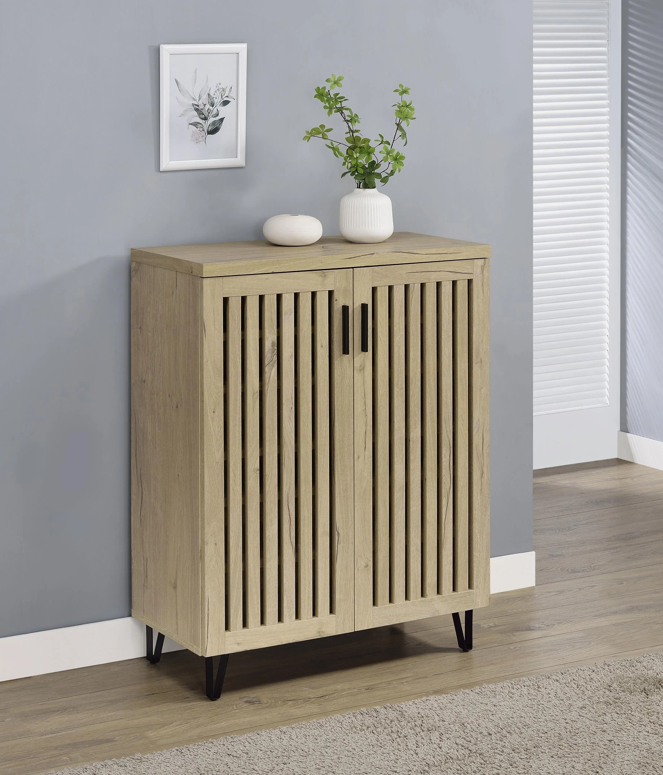 Brixton 2-door Entryway Shoe Storage Cabinets White Oak - Image 2