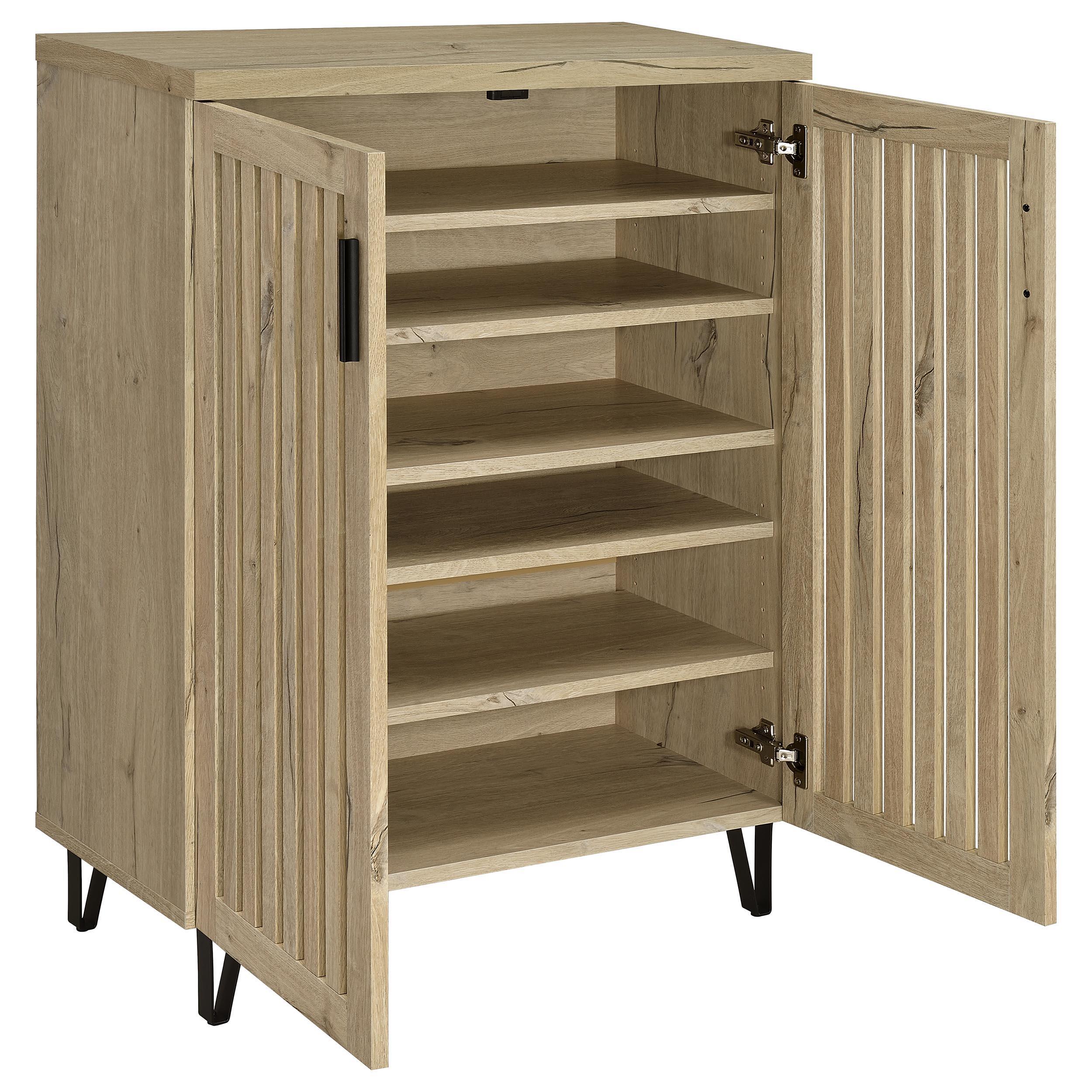 Brixton 2-door Entryway Shoe Storage Cabinets White Oak - Image 3